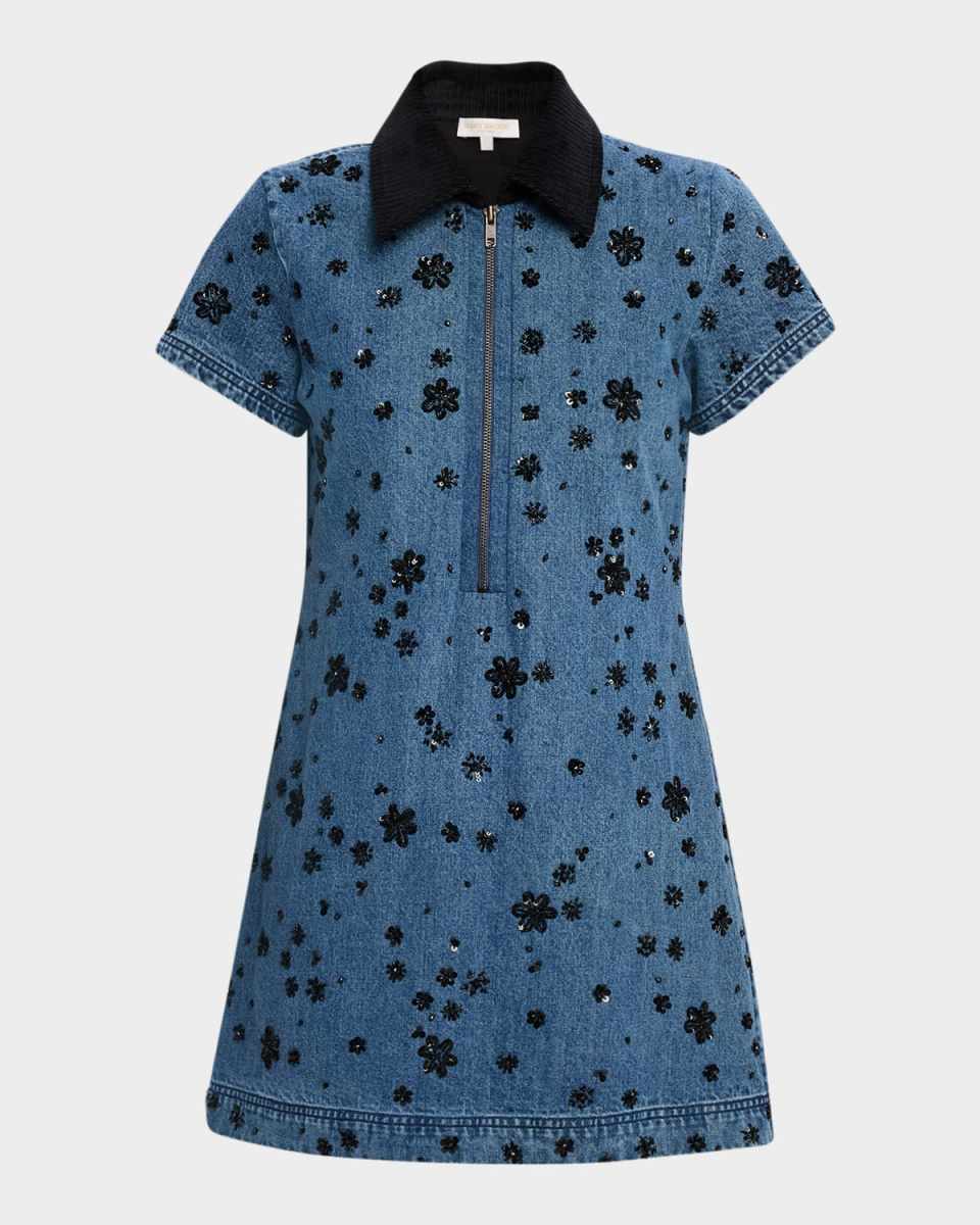 Rita Embellished Denim Mini Dress